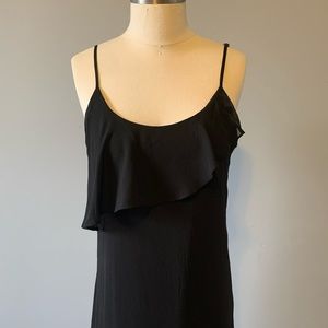 Black flowy midi dress with tassels